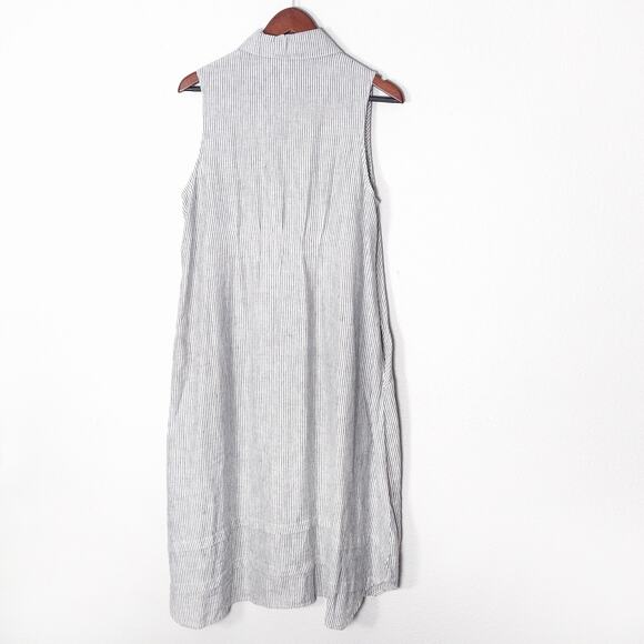 Yuvita Women’s Dress Artisanal Boho Striped Sleeveless Linen Button Front Sz XL - Picture 2 of 9